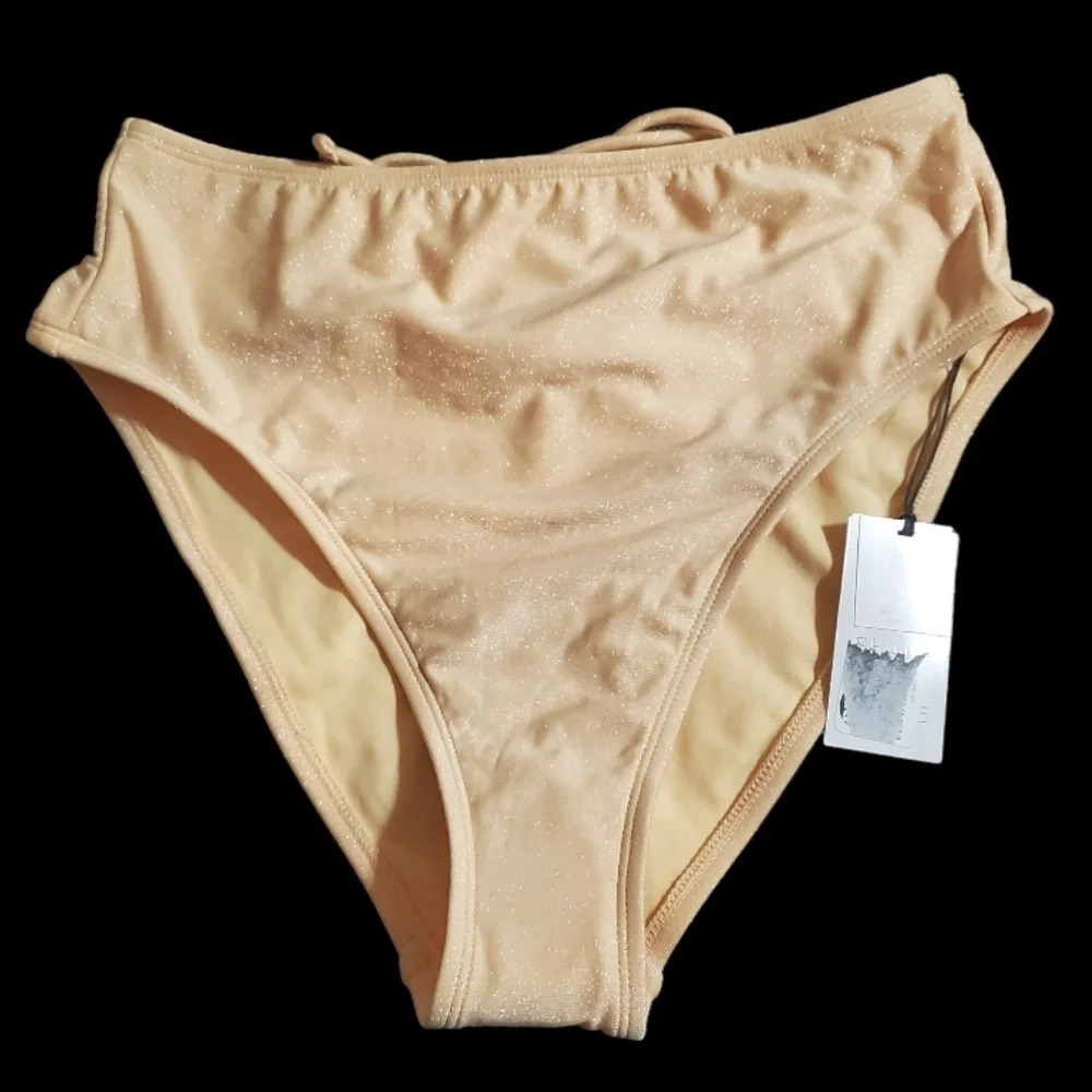 NWT Shade & Shore Women's Metallic High Waist Bikini Bottoms S 4-6